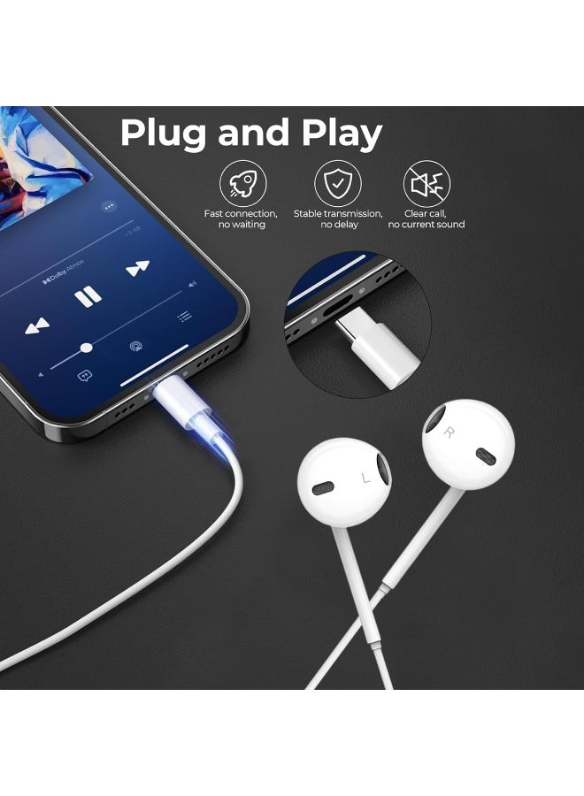 iMee Type-C Wired Earphones with Mic and Volume Control - In-Ear Stereo Sound, Plug and Play USB-C Headphones for Smartphones, Tablets & Laptops, Noise Reduction, Lightweight, Comfortable Fit (IM-EP107) - Image 5